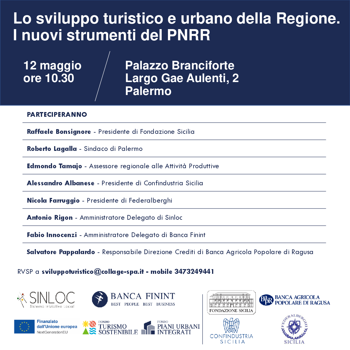 FONDI BEI PNRR invito evento Palermo